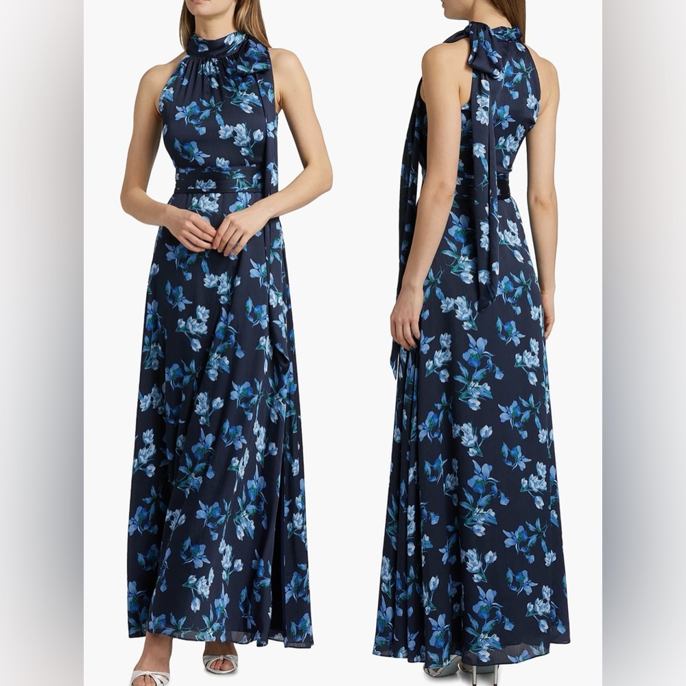 Sachin + Babi Navy Floral Maxi Dress with Blue Flowers